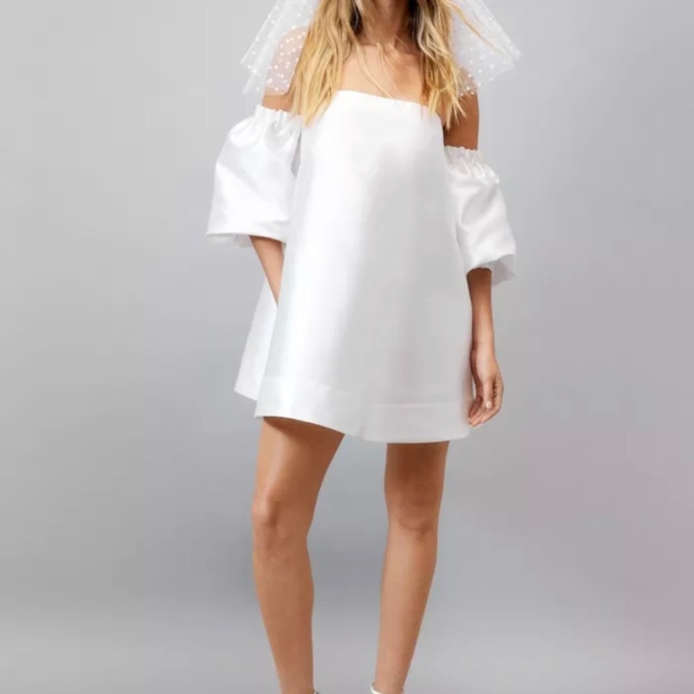 Nasty Gal Off the Shoulder Ivory Dress